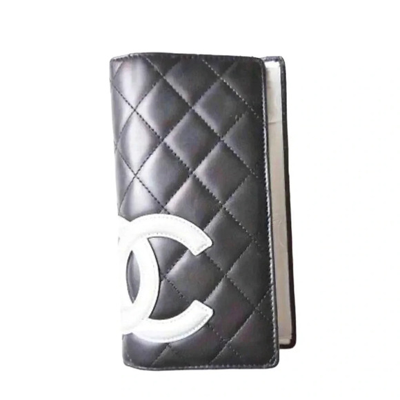 Chanel Quilted Calfskin Black Cambon Line Silver Leather Long Wallet - Picture 1 of 11